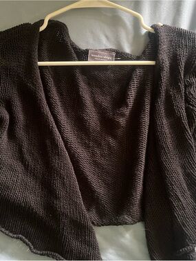 Wooden Ships Black Open-Front Knit Cardigan